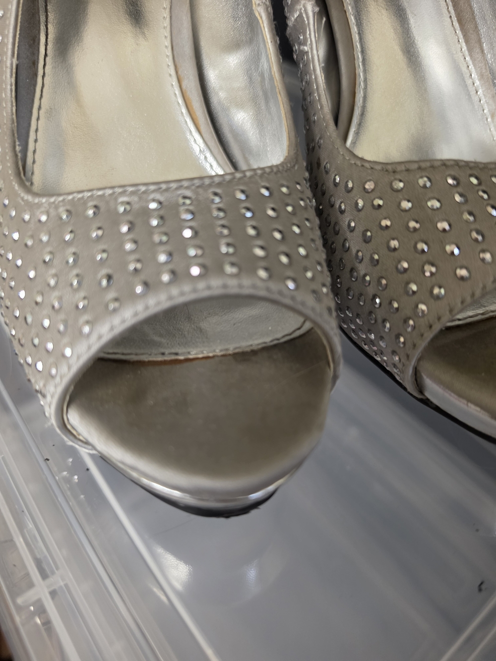 Rampage Silver Rhinestone Peep-Toe Pumps - Picture 4 of 5